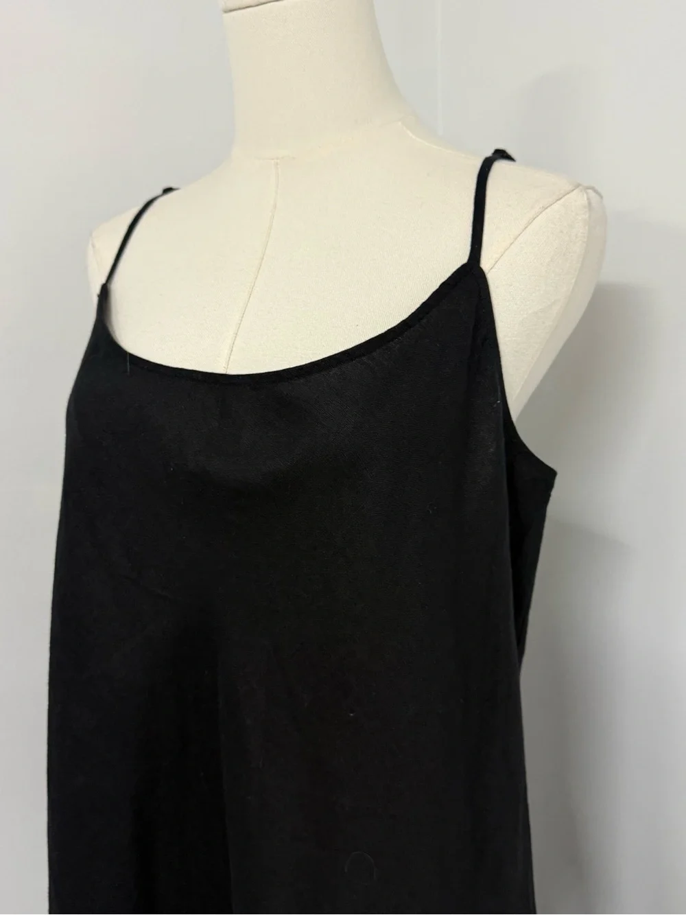 J.Crew Gwyneth Linen Maxi Slip Dress Black Size 16 Adjustable Straps